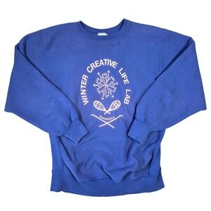 Vintage Bassett-Walker Cross Grain Minnesota Winter Sweatshirt Blue XL USA Made